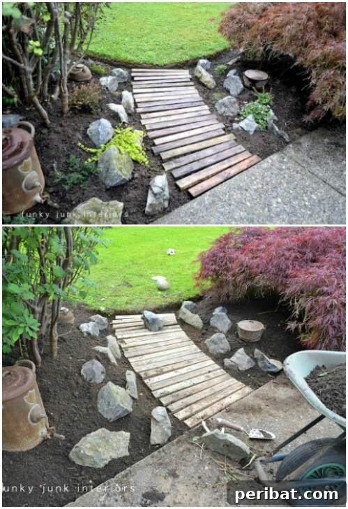 Reclaimed Wood Wonders for a Stylish Sustainable Home 40 Garden walkway made from reclaimed pallet wood