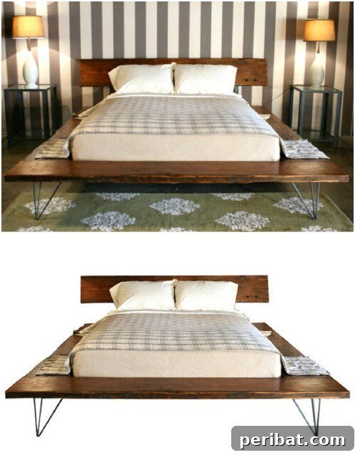 Reclaimed Wood Wonders for a Stylish Sustainable Home 9 Unique reclaimed wood platform bed with industrial steel legs