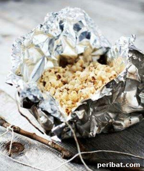 55+ Ultimate Camping Hacks to Master the Wilderness 28 DIY campfire popcorn satchels made with aluminum foil and popcorn kernels for a fun snack.