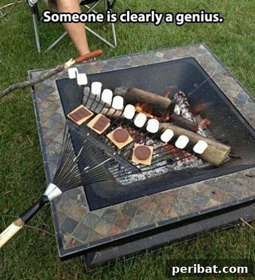55+ Ultimate Camping Hacks to Master the Wilderness 34 Use a clean rake to simultaneously roast multiple marshmallows and assemble s'mores over a campfire, making it easy for groups.