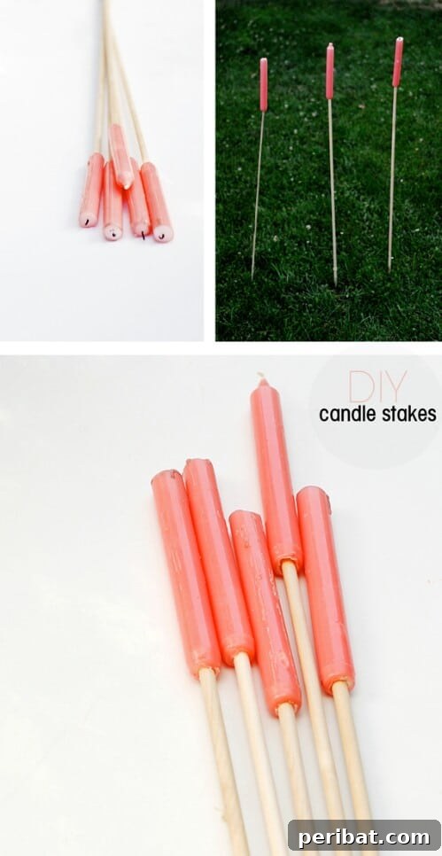 55+ Ultimate Camping Hacks to Master the Wilderness 44 Create beautiful outdoor mood lighting by attaching taper candles to dowel rods and staking them into the ground around your tent.