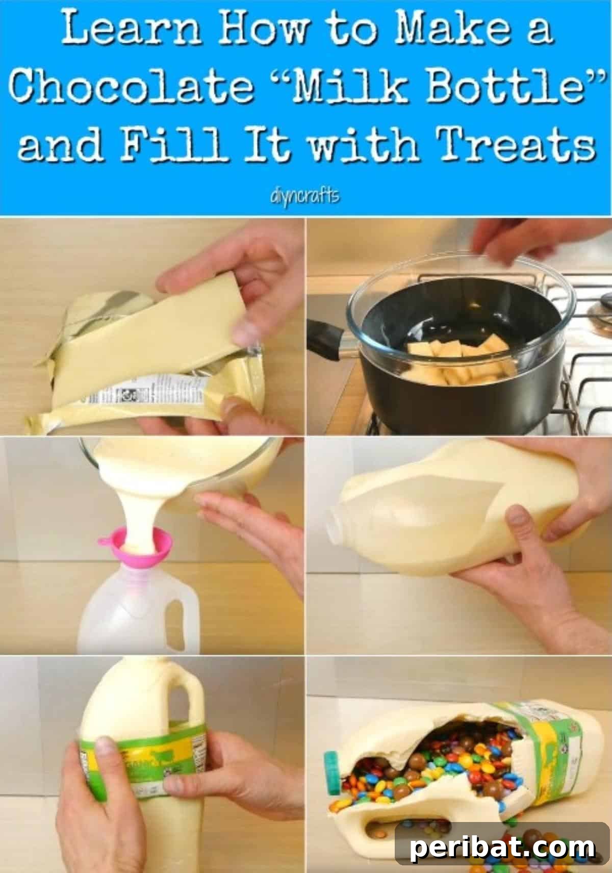 Sculpt a Chocolate Milk Bottle and Fill It with Delicious Treats 2 Learn How to Make a Chocolate “Milk Bottle” and Fill It with Treats {Video}