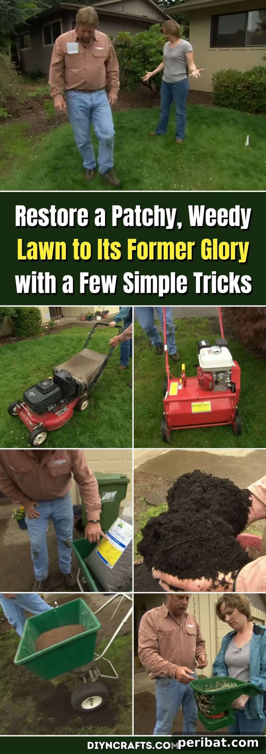 Restore a Patchy, Weedy Lawn to Its Former Glory with a Few Simple Tricks pinterest image