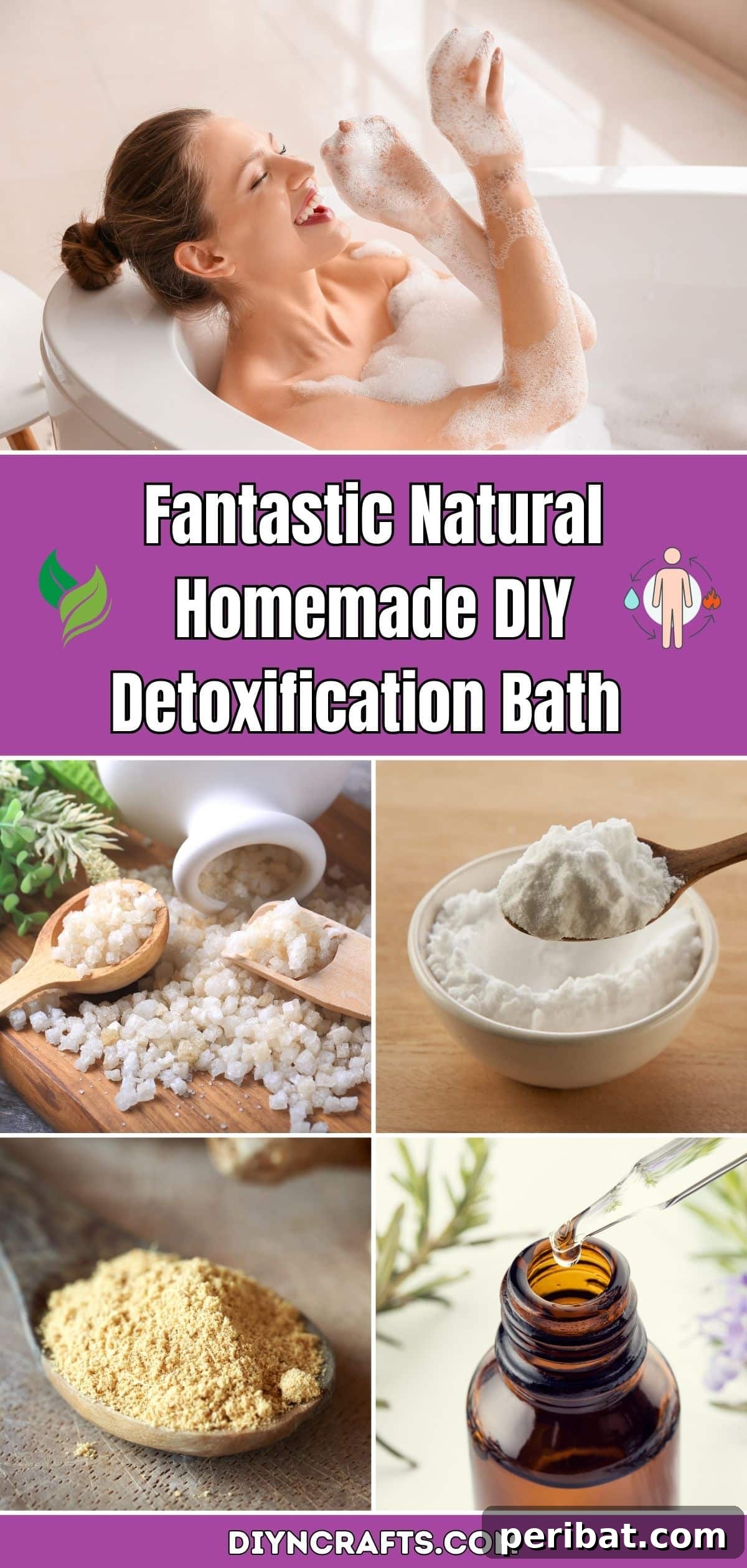 Fantastic Natural Homemade DIY Detoxification Bath {Recipe} pinterest image