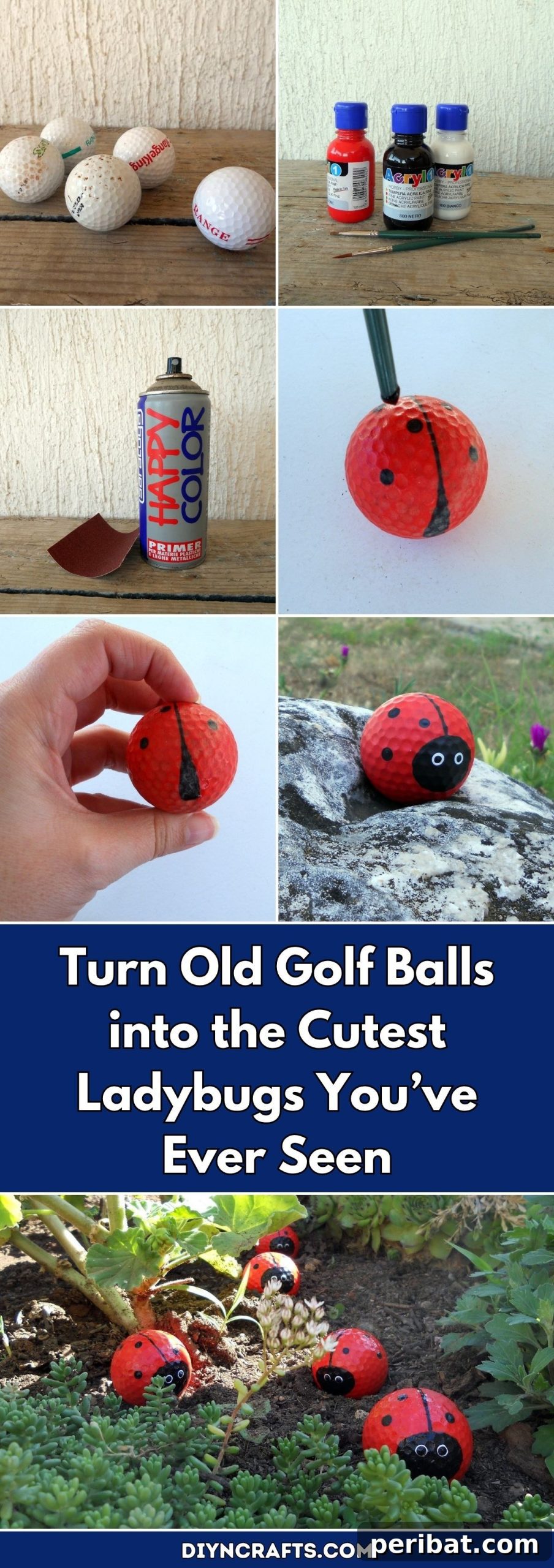 Eski Golf Toplarından Akıl Almaz Şirin Uğur Böcekleri Yapın 2 Transform Old Golf Balls into Adorable Ladybugs for Your Garden Decor