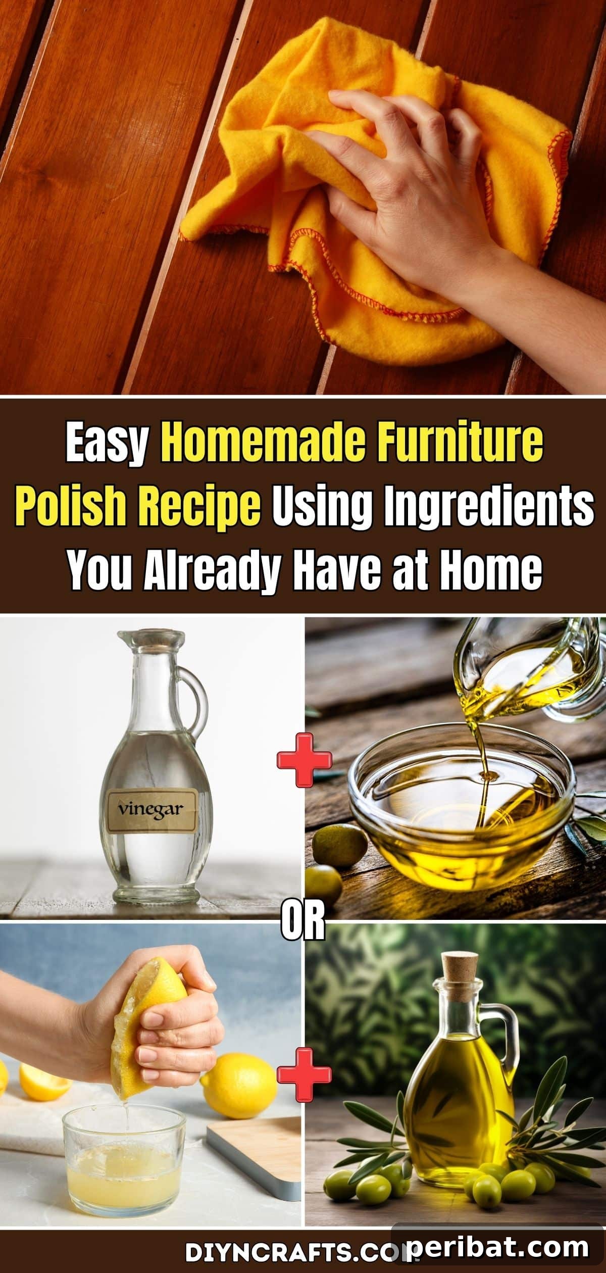 Easy Homemade Furniture Polish Recipe Using Ingredients You Already Have at Home pinterest image