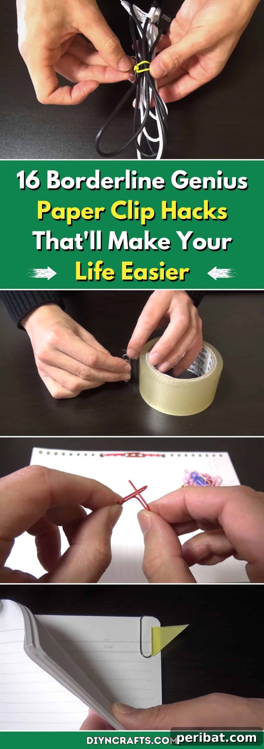 16 Mind-Blowing Paper Clip Hacks You'll Wish You Knew Sooner 2 Paperclip hacks showcasing various ingenious uses, including a mobile phone stand, tape end finder, and other creative solutions for everyday problems.