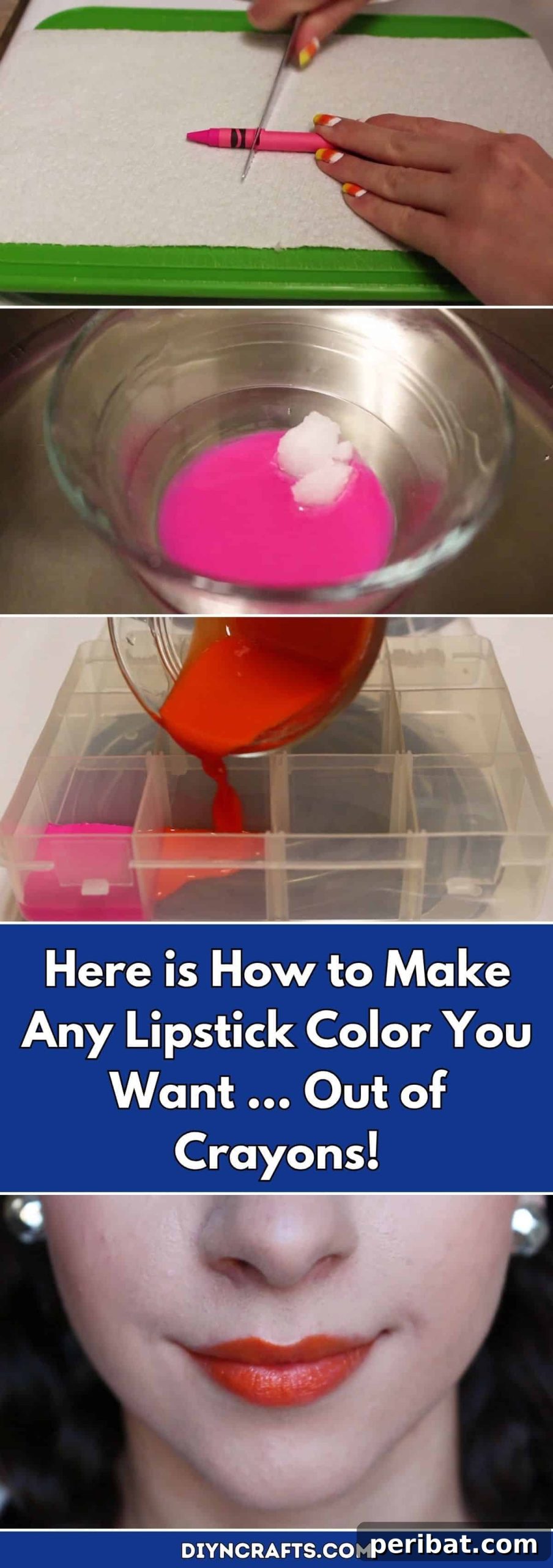 Create Endless Lipstick Hues With Just Crayons 2 Here is How to Make Any Lipstick Color You Want … Out of Crayons! pinterest image