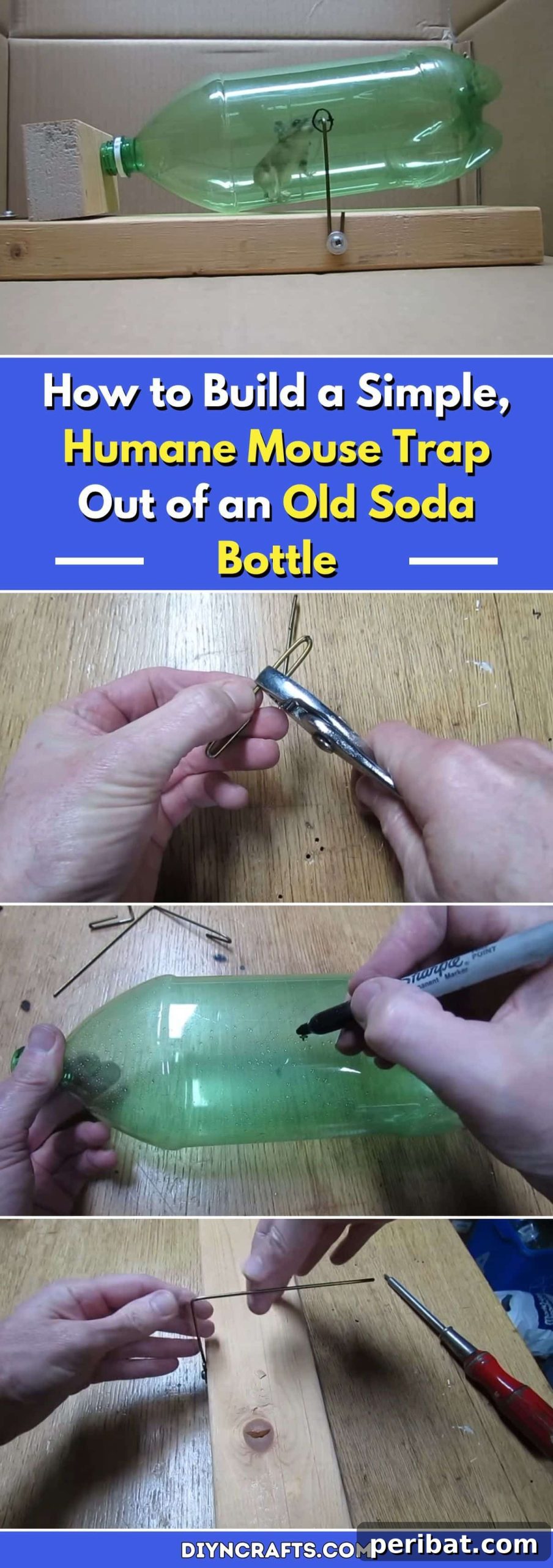 DIY Humane Mouse Trap: Old Bottle, New Purpose 2 How to Build a Simple, Humane Mouse Trap Out of an Old Soda Bottle pinterest image