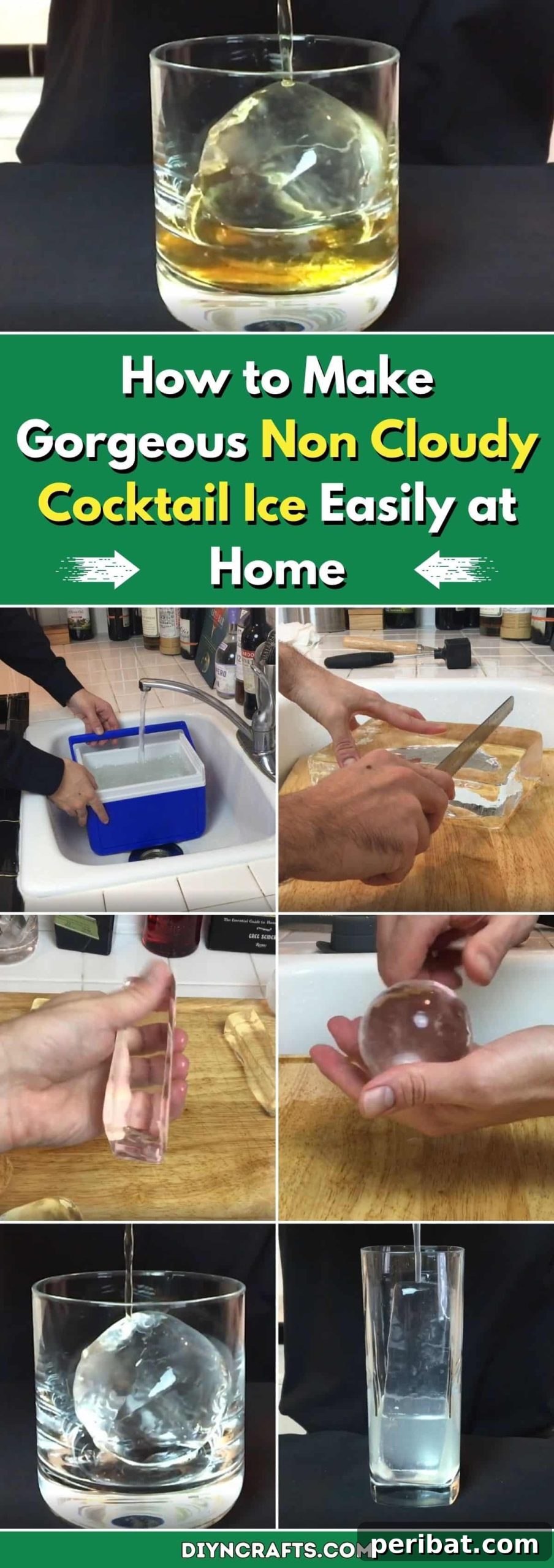Crystal Clear Cocktail Ice Made Easy At Home 2 How to Make Gorgeous Non Cloudy Cocktail Ice Easily at Home pinterest image
