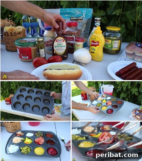 Grilling Game Changers Smart Hacks for Your Best BBQ Ever 6 Muffin tin used to organize and serve various condiments