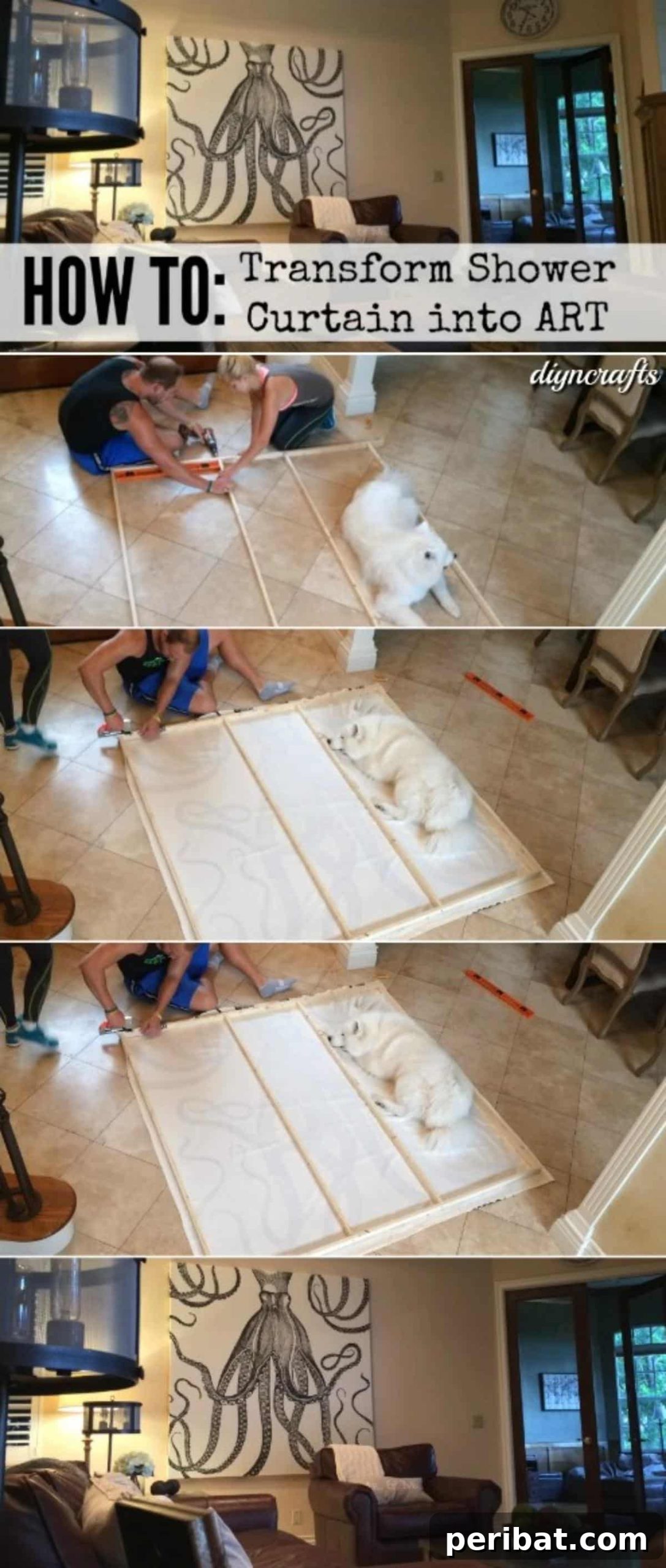 How to Turn a Shower Curtain into Beautiful DIY Wall Art {Easy Project}