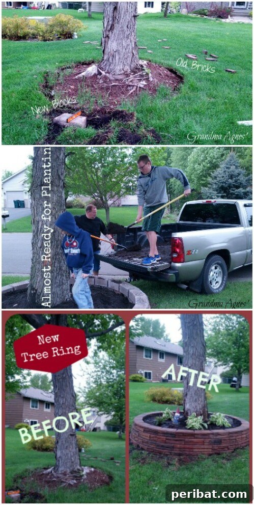 20 Brilliant Second Acts for Your Old Bricks 14 A circular ring of bricks around the base of a tree.