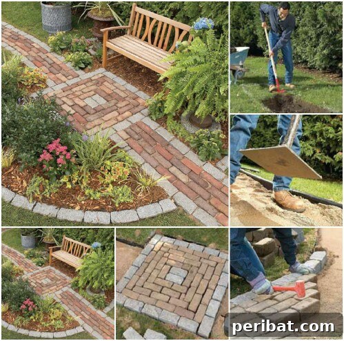 20 Brilliant Second Acts for Your Old Bricks 3 A winding, rustic brick path through a garden.