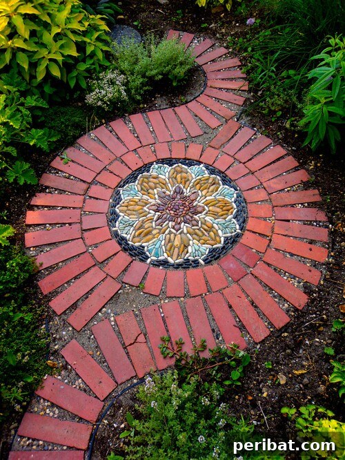 20 Brilliant Second Acts for Your Old Bricks 21 A mosaic-style stepping stone pathway made from broken bricks and tiles.