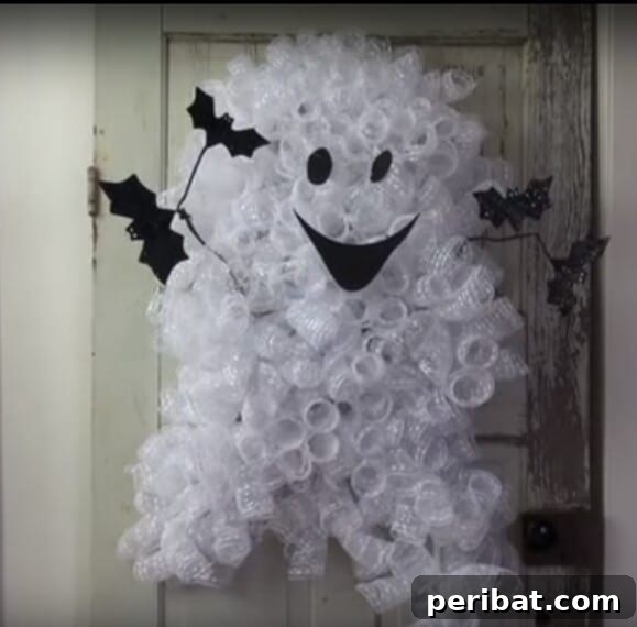 30 Monstrous Ways to Welcome Trick-or-Treaters: Doors & Wreaths for Halloween 20 Large Full Door Ghost Wreath for Halloween