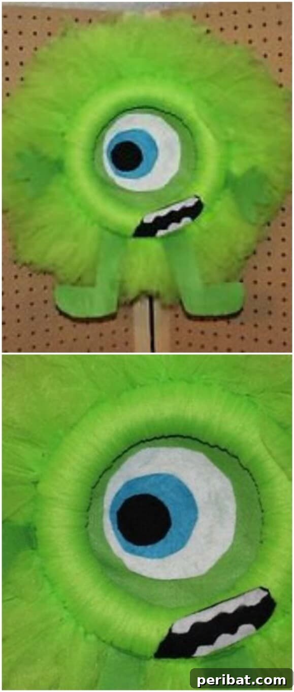 30 Monstrous Ways to Welcome Trick-or-Treaters: Doors & Wreaths for Halloween 23 Mike Wazowski Inspired Tulle Monster Wreath