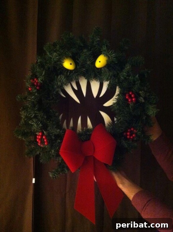30 Monstrous Ways to Welcome Trick-or-Treaters: Doors & Wreaths for Halloween 25 Whimsical Christmas and Halloween Hybrid Monster Wreath