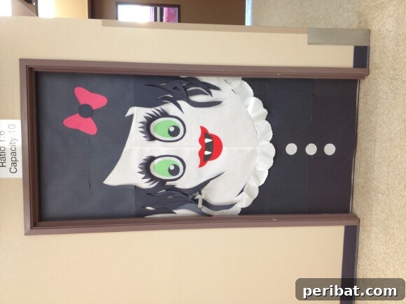 30 Monstrous Ways to Welcome Trick-or-Treaters: Doors & Wreaths for Halloween 6 Adorable Vampire Classroom Door Decoration with Ruffles