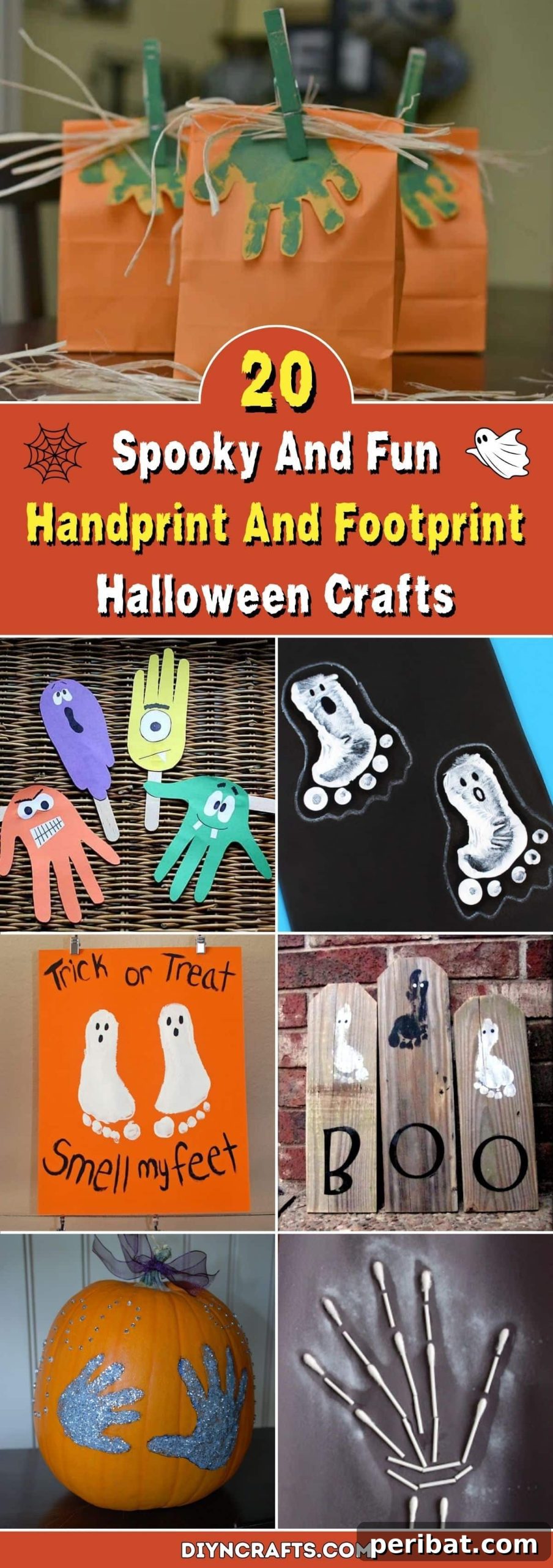 Spooktacular Handprint and Footprint Halloween Fun 2 20 Spooky And Fun Handprint And Footprint Halloween Crafts pinterest image