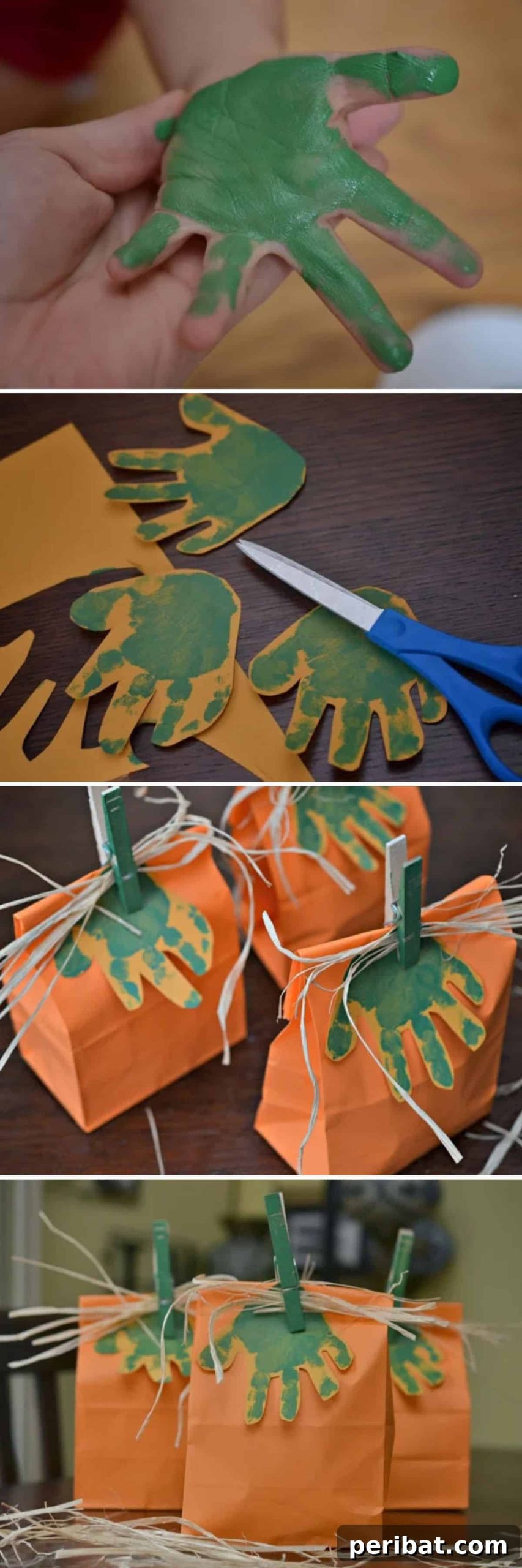 Spooktacular Handprint and Footprint Halloween Fun 3 Pumpkin Gift Bags