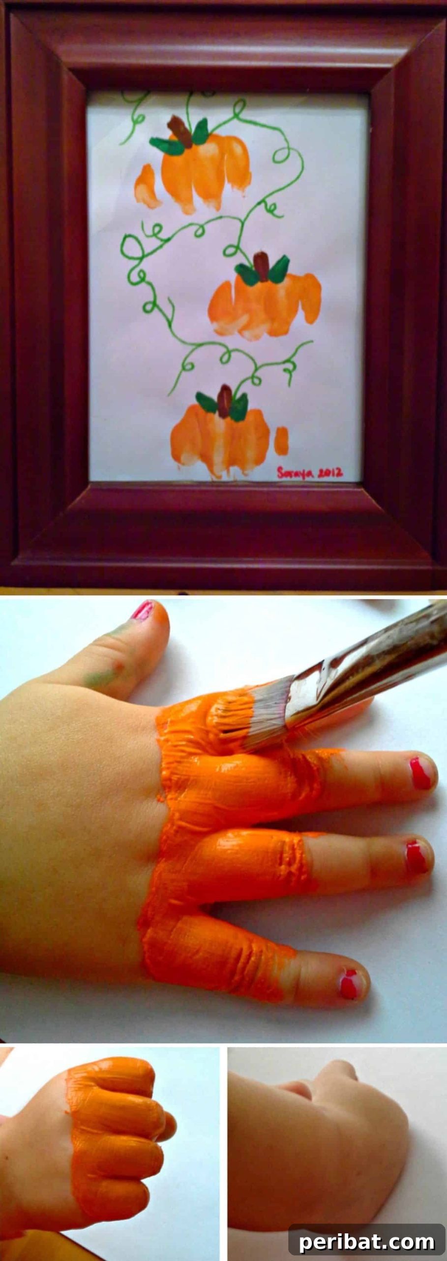 Spooktacular Handprint and Footprint Halloween Fun 6 Knuckle Print Pumpkins
