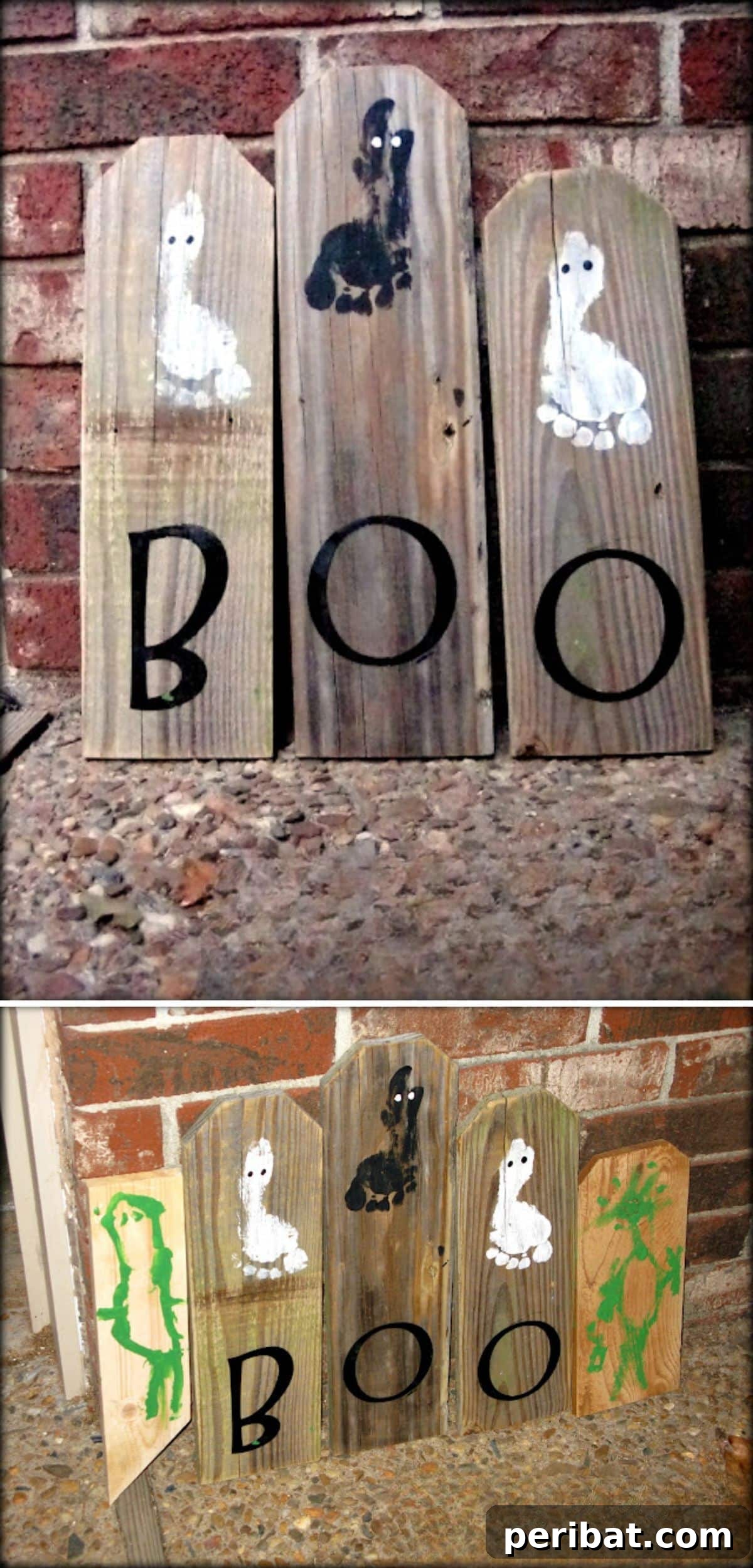 Spooktacular Handprint and Footprint Halloween Fun 7 Footprint Ghosts Fence