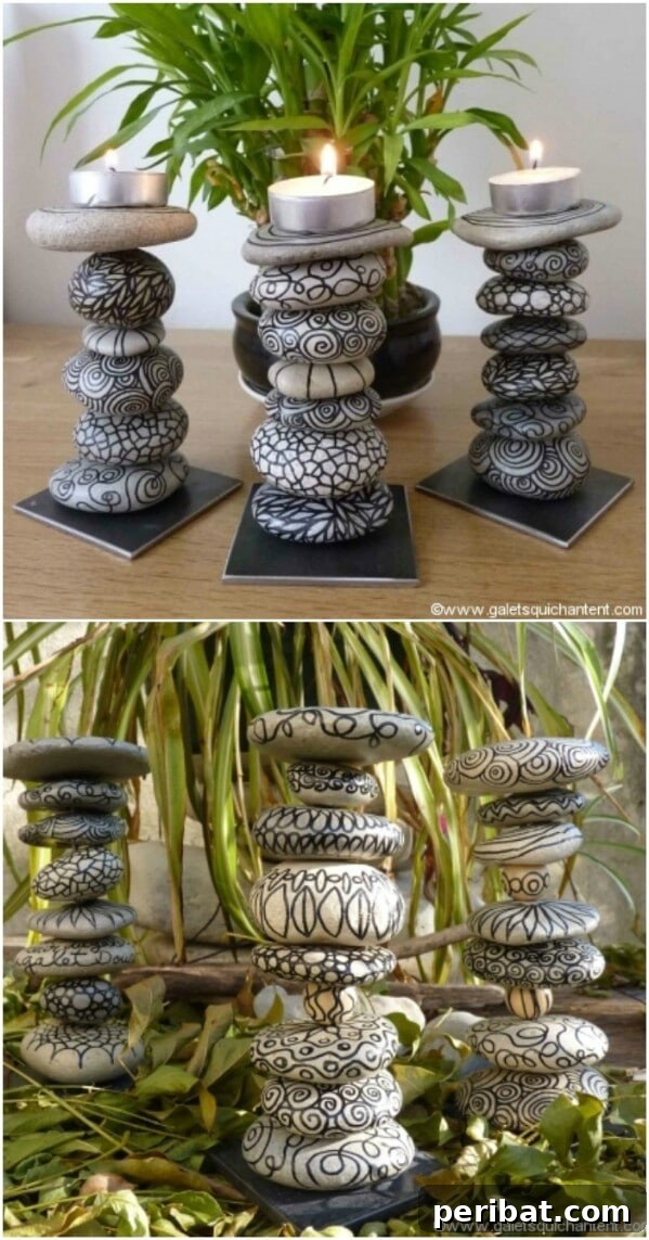 1. Stone Candle Holders