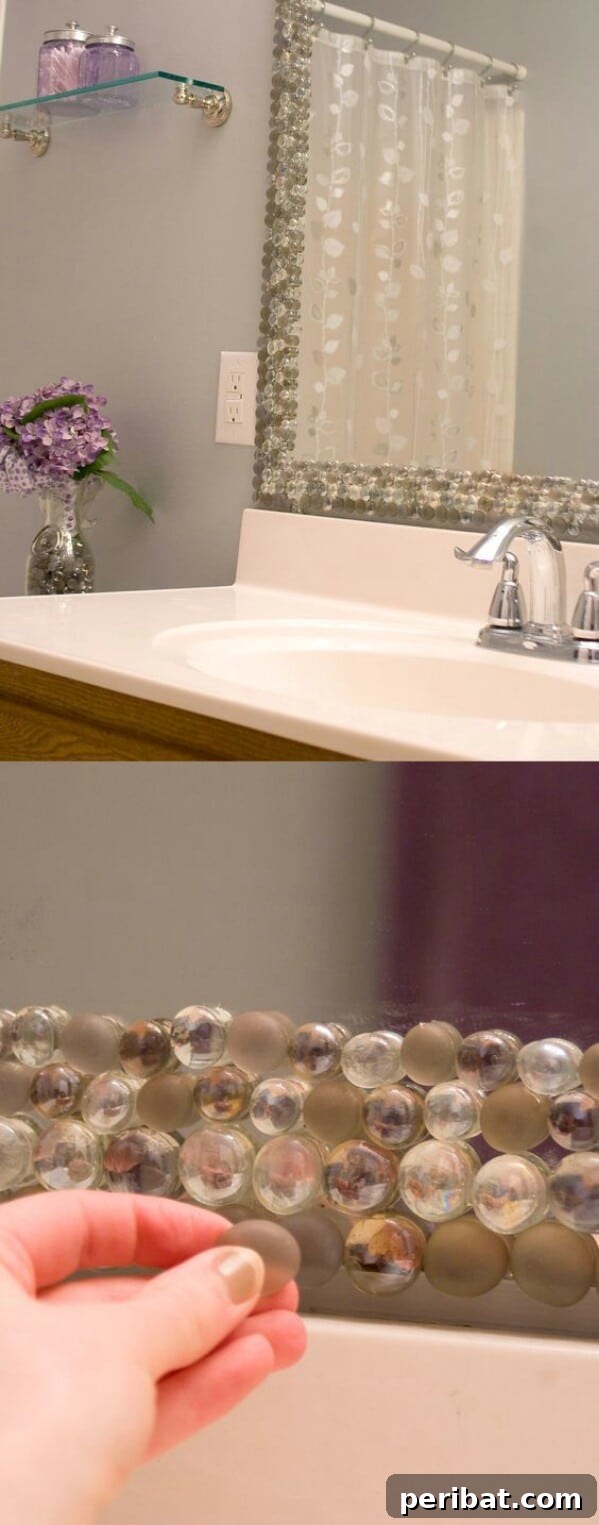 36. Stone Border Bathroom Mirror