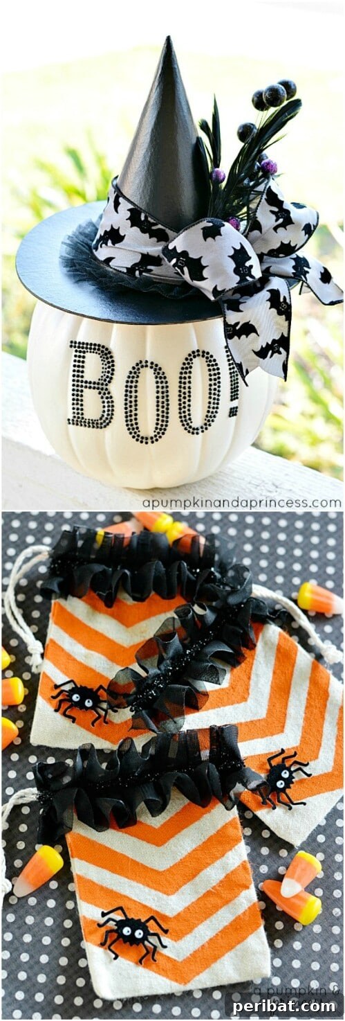 Chic Black and White Glam Pumpkin for stylish Halloween decor