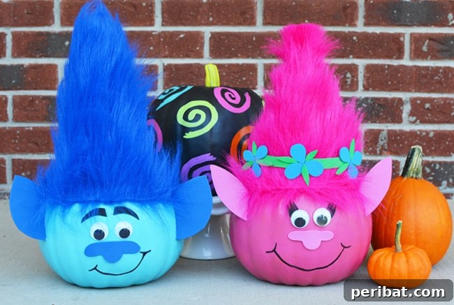 Troll pumpkins on porch, a fun and easy DIY for kids