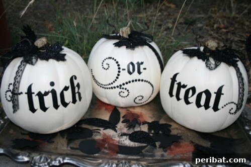 High Contrast Black & White 'Trick or Treat' pumpkins with elegant designs
