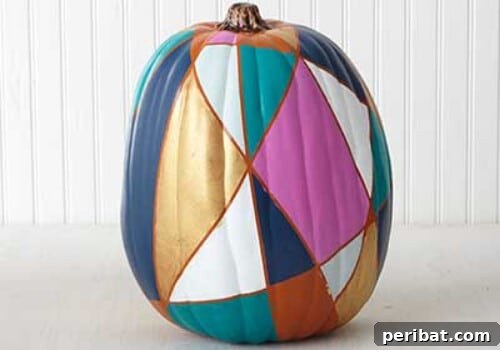 Stained Glass Pumpkin with cool geometric designs, a simple painting project