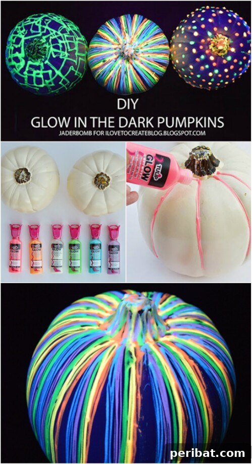 Glow-in-the-Dark pumpkins emitting an eerie light for Halloween