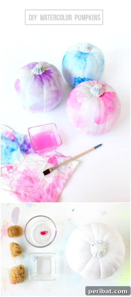 Watercolor Pumpkins with subtle, beautiful artistic effects and blended colors
