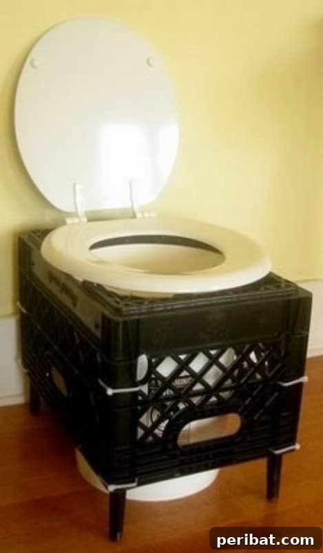 Humanure Dry Toilet Made From a Milk Crate - Sustainable and hygienic outdoor waste management