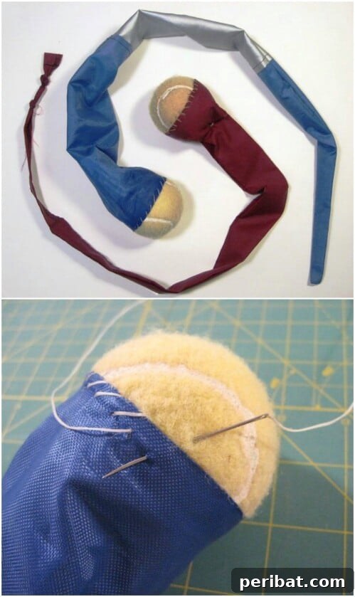 Homemade Happiness: Clever DIY Dog Toys Your Pup Will Love 23 DIY Foxtail Toy with a tennis ball at the end