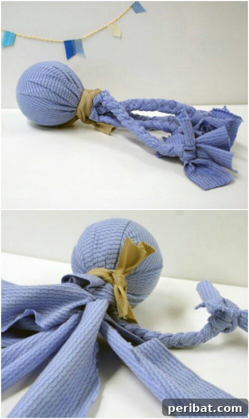 Homemade Happiness: Clever DIY Dog Toys Your Pup Will Love 9 DIY Ball Toy with fabric handle