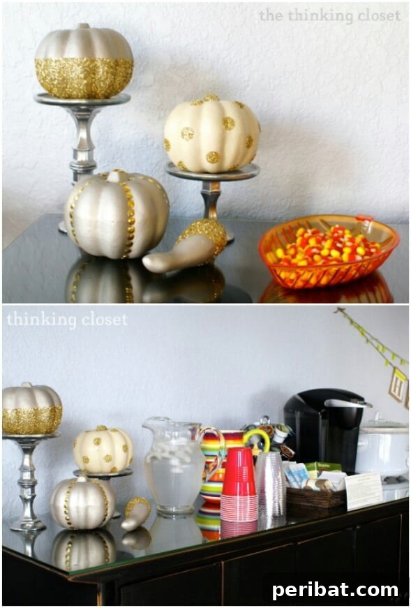 60 Cozy Fall DIY Projects to Transform Your Home for Autumn 12 Glitter Glam Pumpkins