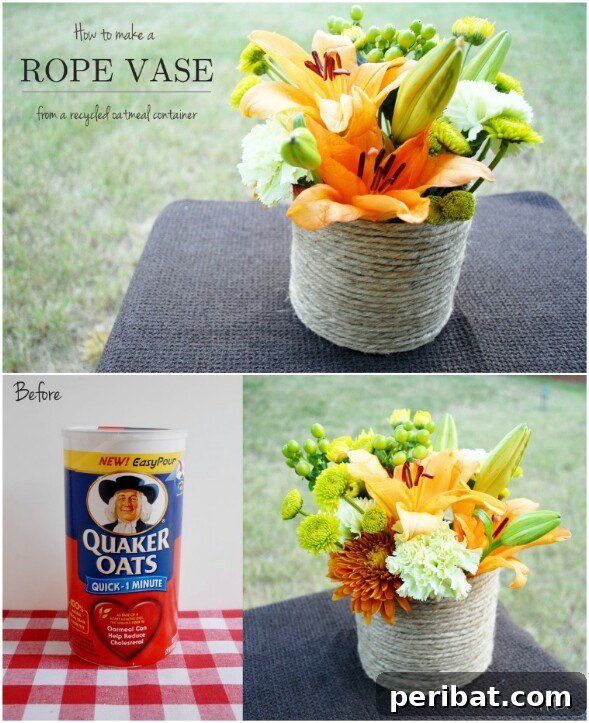 60 Cozy Fall DIY Projects to Transform Your Home for Autumn 22 Roped Vase