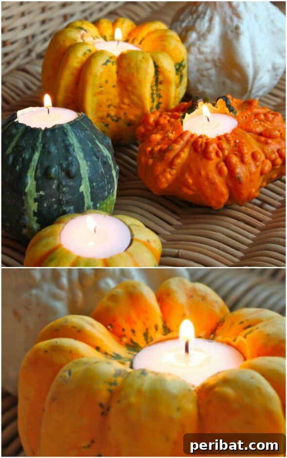 60 Cozy Fall DIY Projects to Transform Your Home for Autumn 27 Gourd Candles