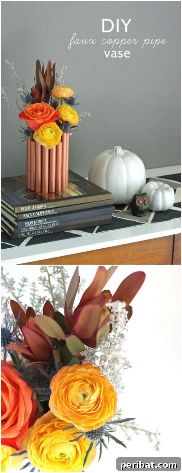 60 Cozy Fall DIY Projects to Transform Your Home for Autumn 35 DIY Faux Copper Vase