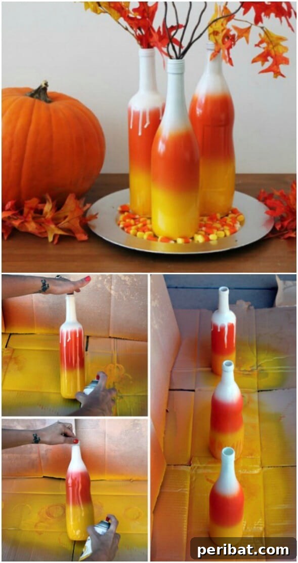 60 Cozy Fall DIY Projects to Transform Your Home for Autumn 47 Fall Colored Wine Bottles
