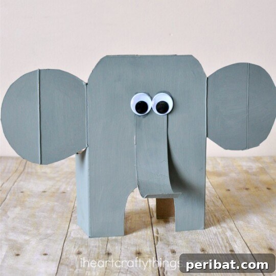 45 Clever Ways to Upcycle Cereal Boxes 11 Cereal Box Elephant Craft for Kids