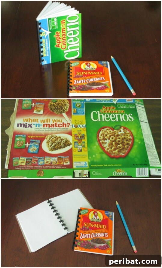 45 Clever Ways to Upcycle Cereal Boxes 13 Cereal Box Covered Notebooks