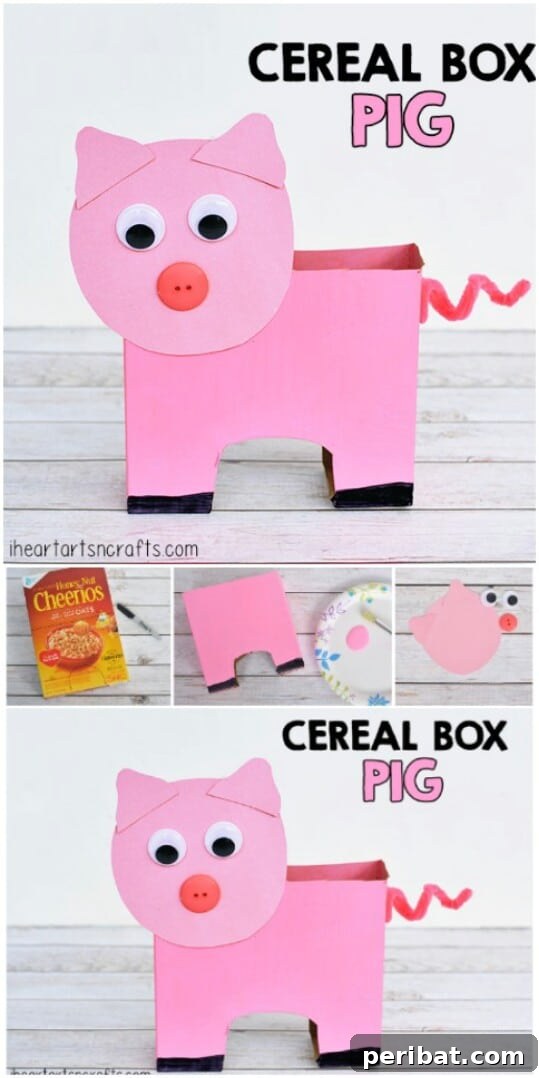 45 Clever Ways to Upcycle Cereal Boxes 14 Cereal Box Pig Craft