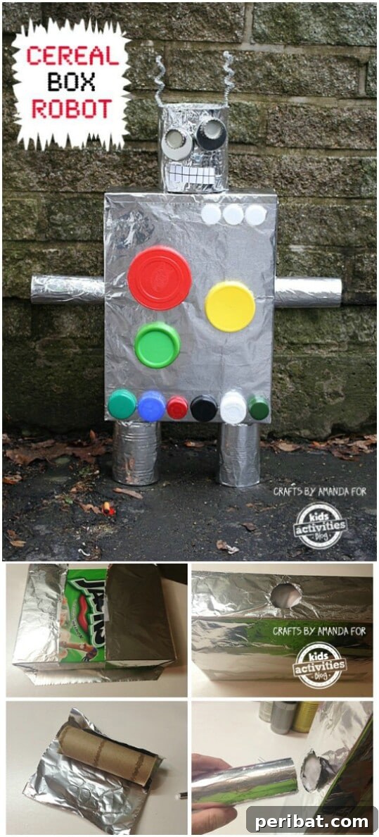 45 Clever Ways to Upcycle Cereal Boxes 20 Recycled Cereal Box Robot Craft