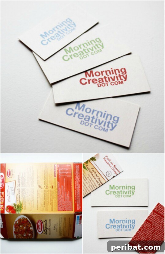 45 Clever Ways to Upcycle Cereal Boxes 3 DIY Business Cards from Cereal Boxes