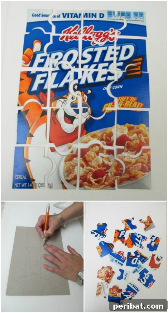 45 Clever Ways to Upcycle Cereal Boxes 27 Cereal Box Puzzle for Kids