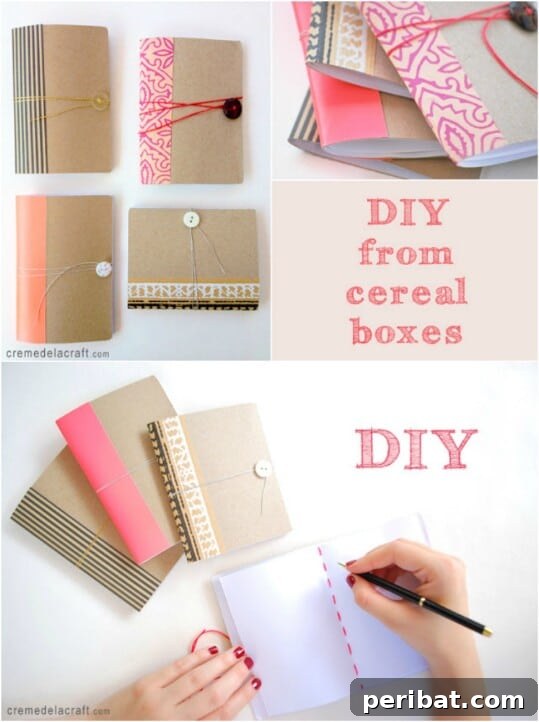 45 Clever Ways to Upcycle Cereal Boxes 4 Cereal Box Mini-Pocket Notebooks